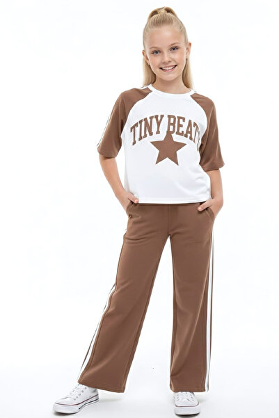 MODANINO Fata set din două piese -Garni și detaliu vipușcă -Yazı cu imprimeu ...