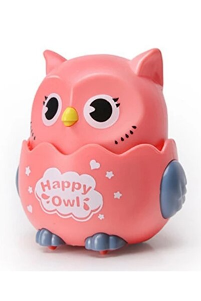 Avaleea Jucarie bufnita in ou, Apasa si merge, 8 cm, Roz/Gri