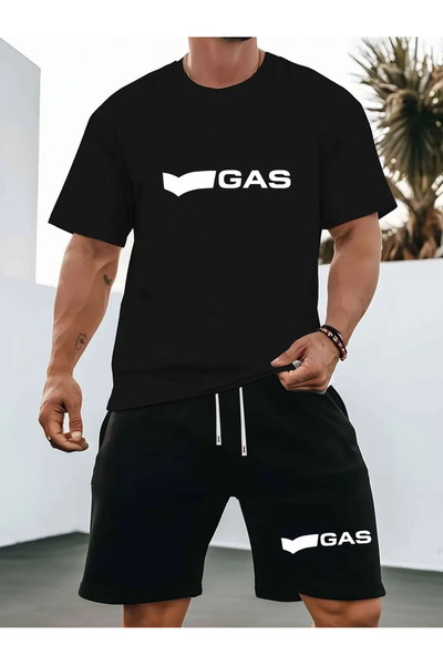 Rayan & Hoor Style Gas Printed Oversized Unisex Shorts-Tshirt Set