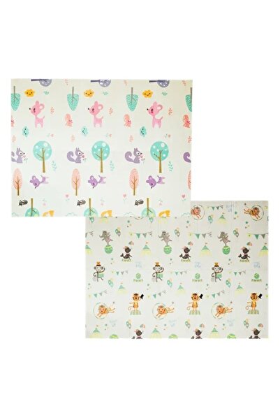 Avaleea Covoras pentru Copii, cu 2 Fete, Model Caprioare/Circ, din XPE+PE, Im...