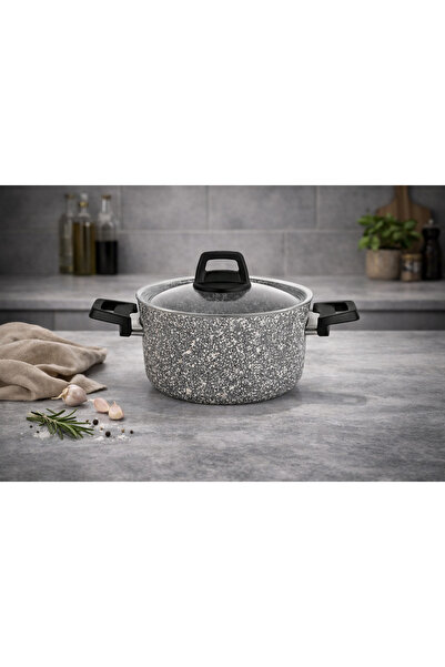 Rivorn Schafer Dark Storm Gray 18 cm Granite Casting Leather N Pot with Glass...