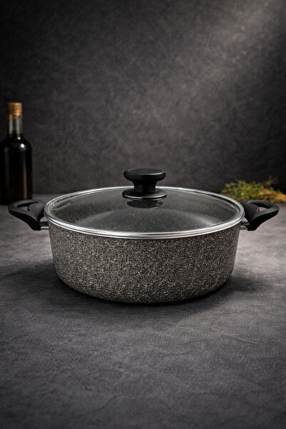 Rivorn Evita Biogranit 30 cm Leather N Cast Iron Pot – Titanium Supported, Fi...