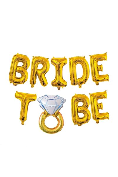 Avaleea Set baloane din folie metalizata, model Bride to Be cu inel de logodn...