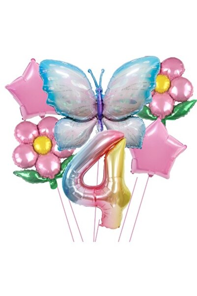 Avaleea Set baloane aniversare cu numere 6 piese, 2 flori, 2 stelute, 1 flutu...