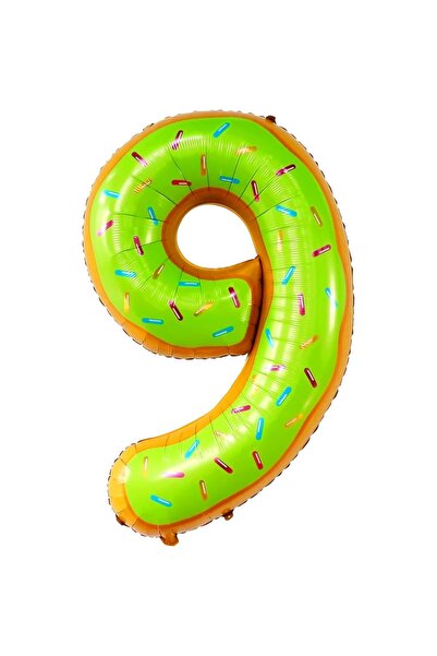 Avaleea Balon folie metalică, figurină numărul 9, imprimeu gogoașă, temă aniv...