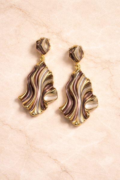 AltıntaşAksesuar Vintage Marble Patterned Earrings