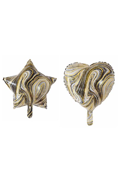 Avaleea Set 2 Baloane din Folie Metalizata, Figurine Inima si Stea, Model Mar...