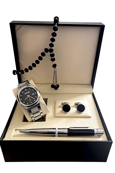 CRATER A luxurious men's set consisting of a stainless steel watch with date ...