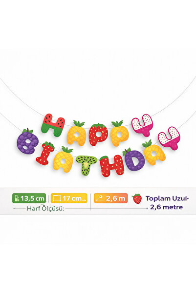 BALON DİYARI Ποιοτικό πανό για τα γενέθλια με θέμα τα φρούτα, ειδικής κοπής, ...