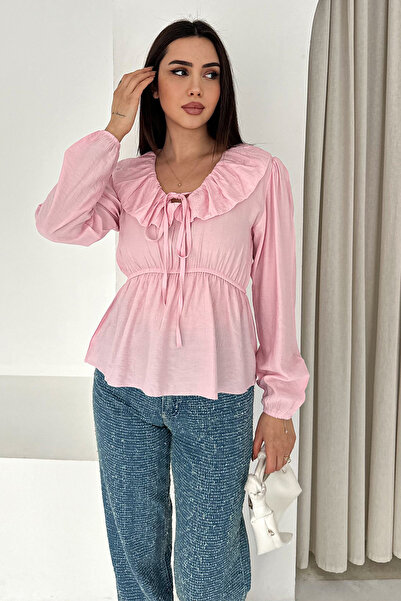 Noa&Noa Ruffle Collar Blouse with Tie Detail – Cream Charm