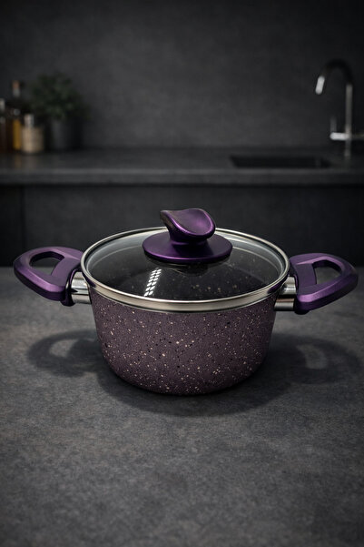 Rivorn Plmy Prestij Eko 16 cm Granite Leather N Pot with Glass Lid – Fireproo...