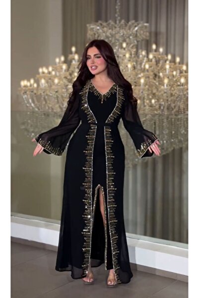 Heidi long black evening dress