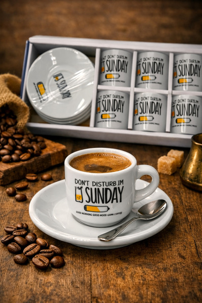 Rivorn Porcelain 6-Piece Sunday Coffee Cup Set – Stylish Turkish Coffee Cup Set