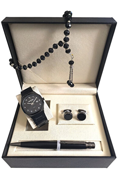 CRATER طقم رجالي فاخر يتكون من ساعة من ستانلس ستيل، مع عرض التاريخ مقاومة للم...