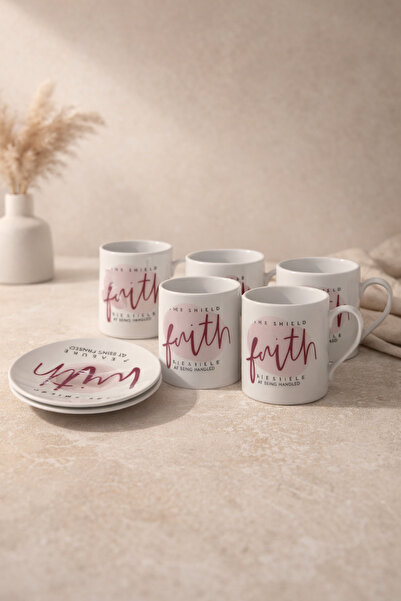 Rivorn Porcelain 6-Piece Smiled Coffee Cup Set – Stylish Turkish Coffee Cup Set