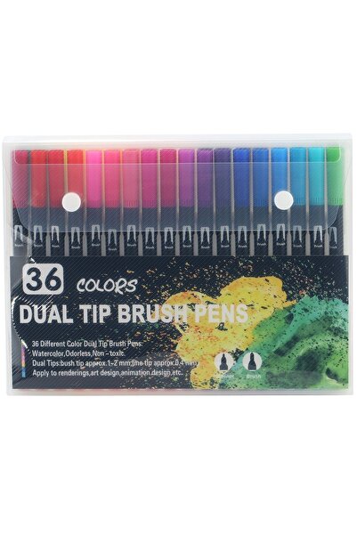 Avaleea Set of 36 markerswater-based2 types of tip1-2 mm0.4 mmblack marker bo...