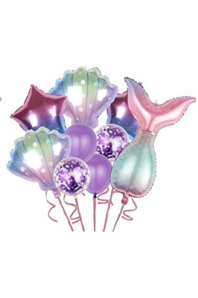 Avaleea Set 9 baloane, Tematica Sirene, 5 Baloane Folie, 4 baloane latex, cu ...