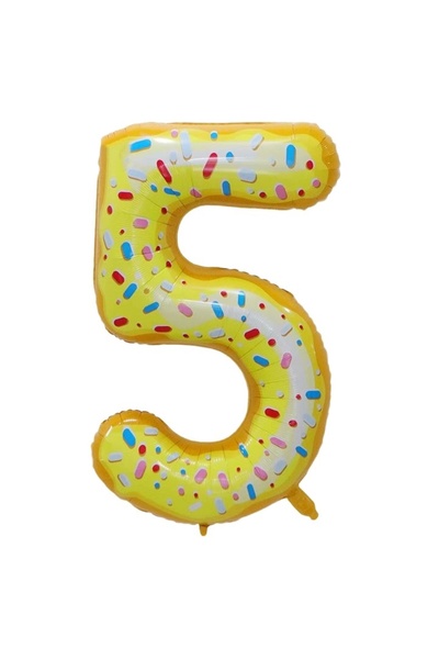 Avaleea Balon folie metalică, figurină numărul 5, imprimeu gogoașă, temă aniv...