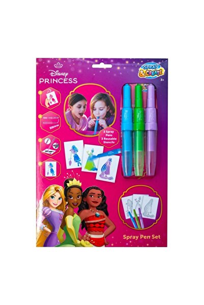 Create It Set of 3 magic blow pens with 3 reusable templatesDisney Princess