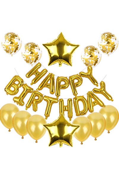 Avaleea Set of metallic foil balloons and latex balloons, Happy Birthday foil...