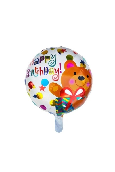 Avaleea Metallic Foil Balloon, Mini Round Figurine, Happy Birthday Teddy Bear...