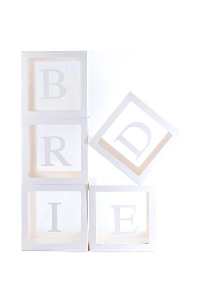 Avaleea Set 5 Cutii pentru Baloane, Model Scris Bride, Tematica Nunta, Cuburi...