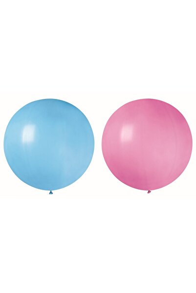 Avaleea Set 2 Baloane din Latex, Model Party Jumbo, 90 cm, Roz si Bleu, 35 g