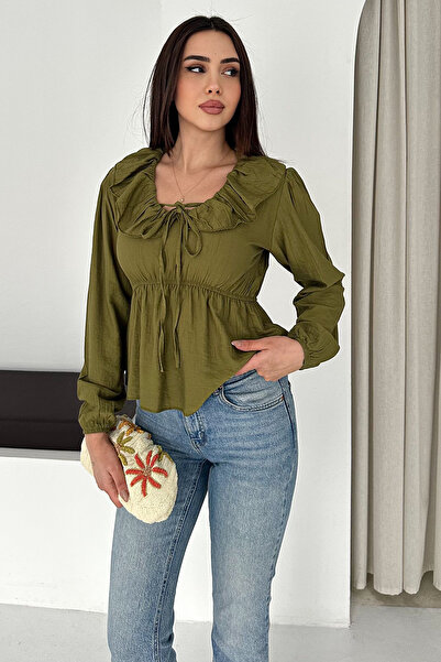 Noa&Noa Ruffle Collar Blouse with Tie Detail – Cream Charm