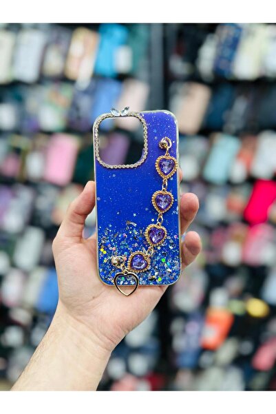 Redmi 12c / Poco C55 Uyumlu Taşlı Zincirli El Geçmeli Simli Çok Renkli Telefon Kılıfı
