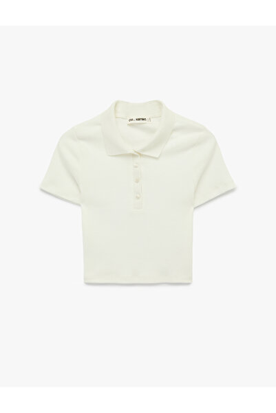 Koton Κοντομάνικο μπλουζάκι με κουμπιά εφαρμοστό Κοντό με λαιμόκοψη πόλο