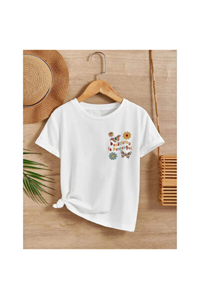 Narnuga تي شيرت بناتي مطبوع برقبة دائرية - أبيض