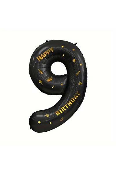 Avaleea Balon din Folie Metalizata, Figurina Cifra 9, Scris Happy Birthday, T...