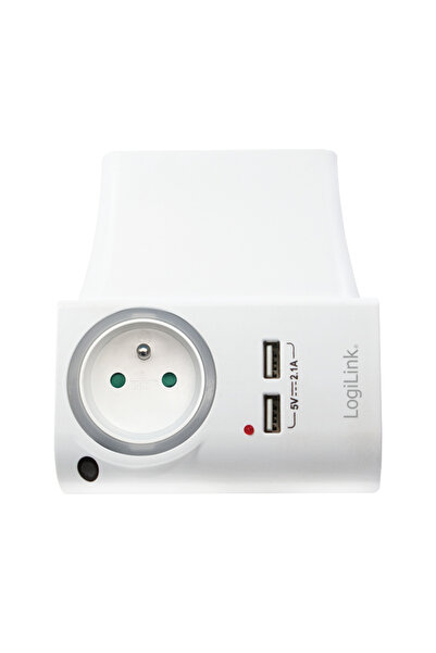LogiLink Socket Adapter PA0166 w/ Phone/Tablet Stand, 1 Outlet, 2x USB-A, LED...