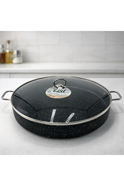 Rivorn Ela Endüstriyel Mega Boy 34 CM Granit Basık Pilav Tenceresi – Büyük Ha...