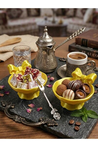 tekmation Premium Fiyonk Detaylı 2'li Türk Kahvesi Yanı Sunumluk Seti (Plastik)