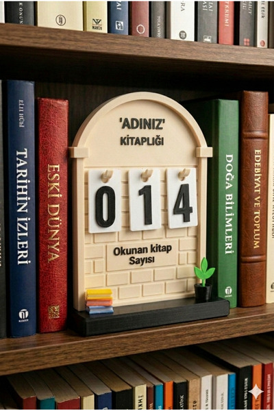 Muffy Stvdio Kişiye Özel Kitap Okuma Sayacı - Booknook Dekoratif Kitaplık Aks...