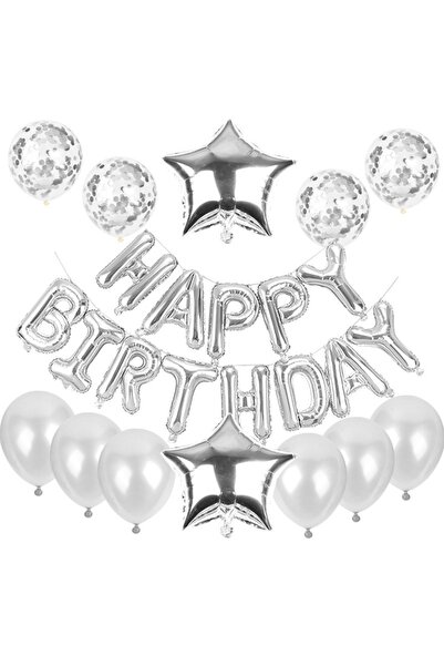 Avaleea Set of metallic foil balloons and latex balloons, Happy Birthday foil...