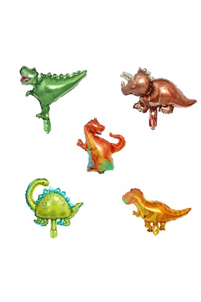 Avaleea Set de 5 baloane din folie metalică, figurine dinozauri, 30 cm, ambal...