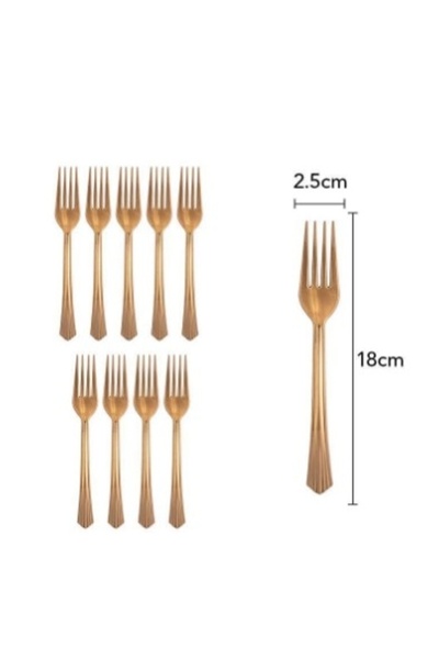 Avaleea Set 10 furculite de unica folosinta 15.5 x 2.5 cm, bronz