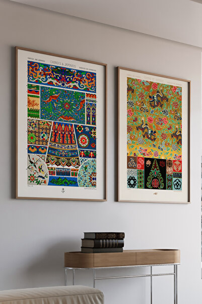 Artiera 2 τεμάχια πολύχρωμα μοτίβα μωσαϊκού Σετ ζωγραφικής τέχνης Japandi με ...