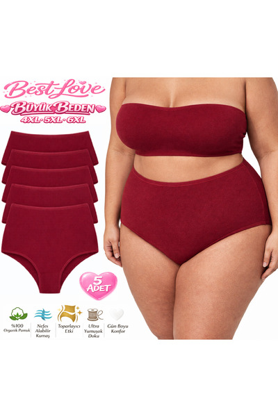 BEST LOVE Women's Panties, Women's Plus Size 100% Cotton Pack High Waist Bato...