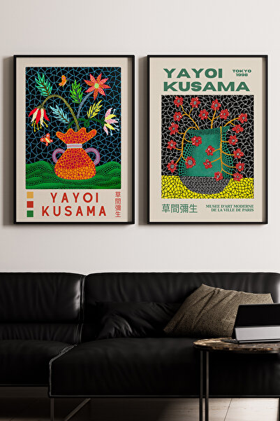 Artiera 2 τεμάχια Kusama Flower Pots Japandi Art Σετ ζωγραφικής με ξύλινο πλα...