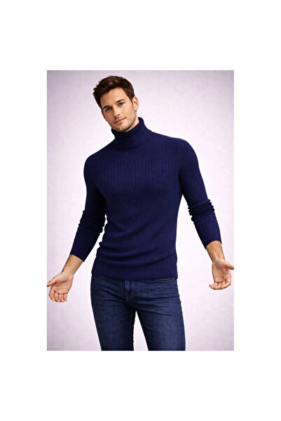 Narnuga Fisherman Collar Knitted Sweater, Cotton Thick Ribbed Weave, Regular ...