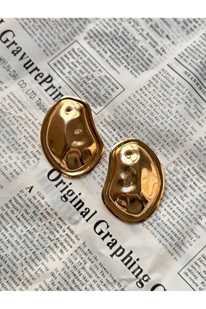 MOD10 Helen Jewerly Large Cut Maxi Size Crushed Gold Plate Earrings