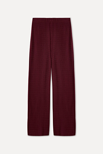 Mudo BELİ LASTİKLİ FİTİLLİ WIDE LEG ÖRME PANTOLON