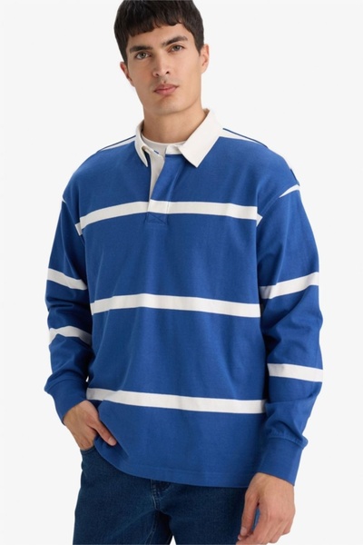 DeFacto %100 Pamuk Çizgili Sweatshirt F9832AX26SP