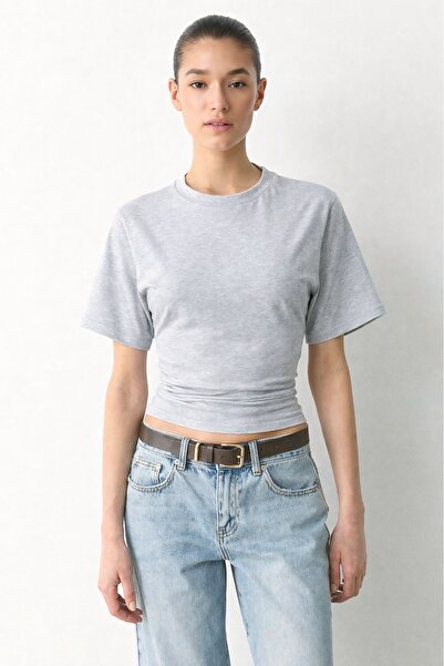 ossons Rukav u obliku šišmiša sa prilagođavanjem struku Pamuk kom T-shirt