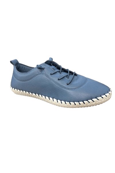 OrtopedikAL 2010 Womenly Style Blue Women's Casual Shoes % 100 Genuine Leather Soft Elastic Stretchy