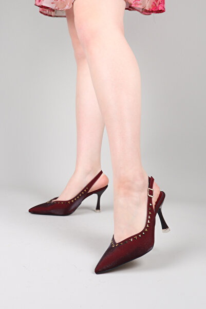 Birikon Lirae Gold Troklu Heeled Shoes Bordo