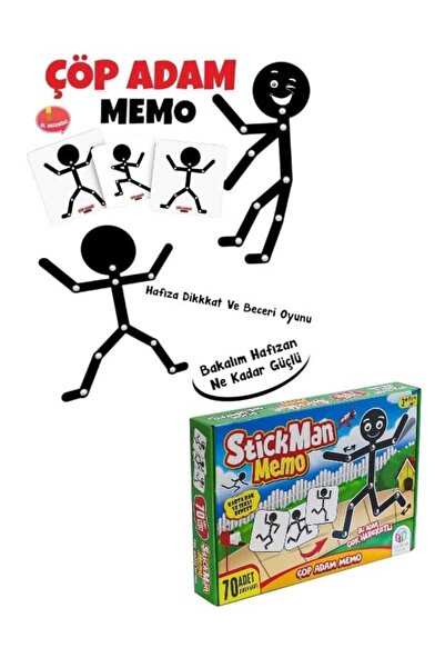 Oyunsal Stickman - ÇöpAdam Memo - Çocuk Kutu Oyunu Hafıza Geliştiren Görsel A...